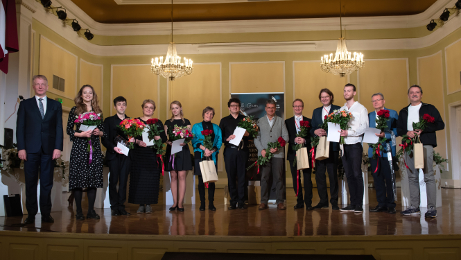 Jurjānu Andreja VII Starptautiskā koka pūšaminstrumentālistu  konkursa dalībnieki, foto: Eduards Kapša
