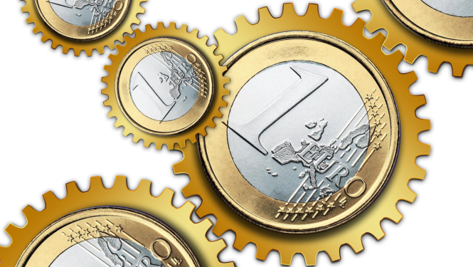 Stilizētas 1 eiro monētas, kas atgādina zobratus