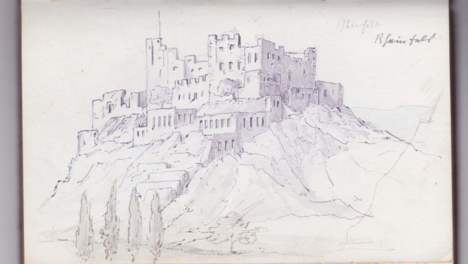 Fanija Bīrona. Amfiteātra drupas. Roma. Papīrs, zīmulis. 17,8 x 25,3 cm. RPM kolekcija.