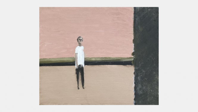 Jānis Janulis “Gandrīz kubs”. 2024. Preskartons, eļļa, 30,5 x 37 cm.