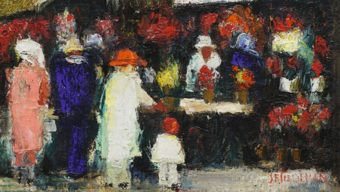 Jānis Ferdinands Tīdemanis (1897–1964). Tirgus skats. 1920. gadi. Audekls, eļļa.  Rietumu Bankas kolekcija. Publicitātes foto