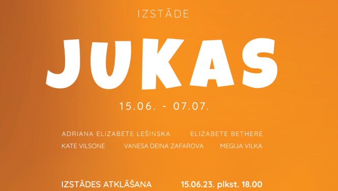 Uz krāsaina fona izstādes nosaukums: JUKAS