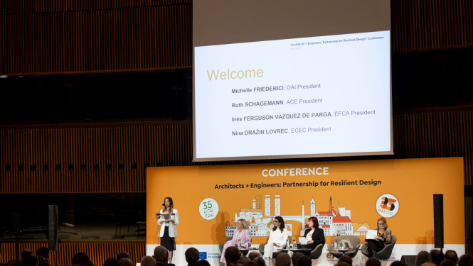 Konference "Arhitekti + Inženieri: partnerība noturīgai projektēšanai" (Architects + Engineers: Partnership for Resilient Design)