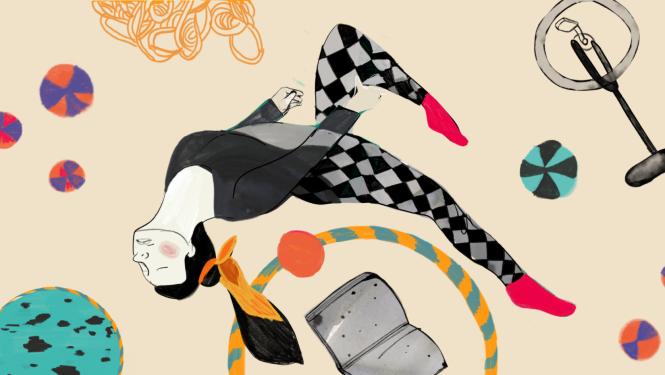 Zīmējums ar cirka akrobātu