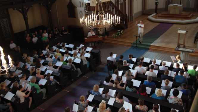 Latvijas koru kopmēģinājums pirms Latviešu Dziesmu un deju svētkiem Kanādā, foto: Daina Vārpiņa