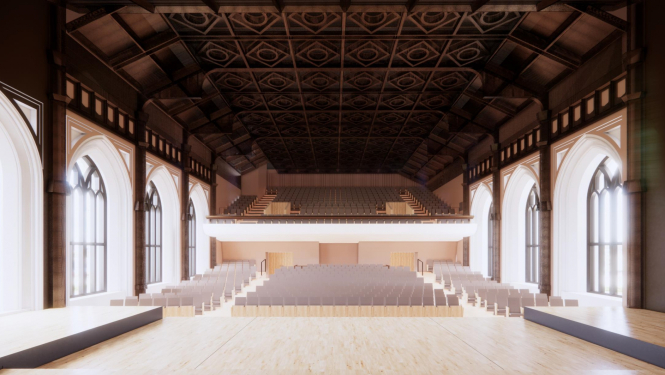 Koncertzāles “Lielā ģilde” interjera vizualizācija. Publicitātes attēls.