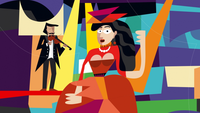 Spāņu tērps un vijolnieks