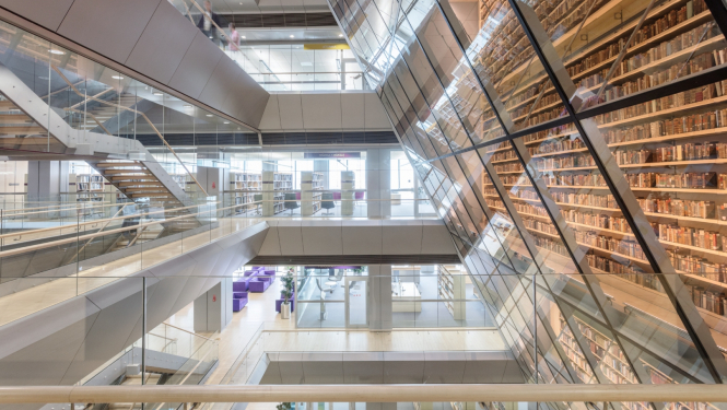 Latvijas Nacionālās bibliotēkas interjers, foto: Reinis Hofmanis