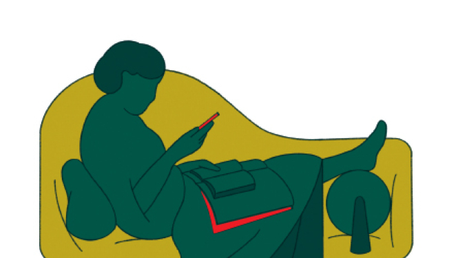 Zīmējums - sieviete lasa