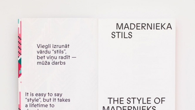 Grāmatas “Madernieka stils” atvērums. Dizains: Mārtiņš Ratniks. 2021. Foto: Kristiāna Zelča