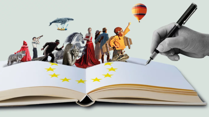 Ilustrācija ar grāmatu un zīmējumu