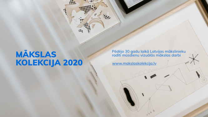 Jaunas tiešsaistes platformas “Mākslas kolekcija 2020” (www.makslaskolekcija.lv) reklāmas plakāts. 2021. Mākslinieks: Eltons Kūns. Publicitātes attēls