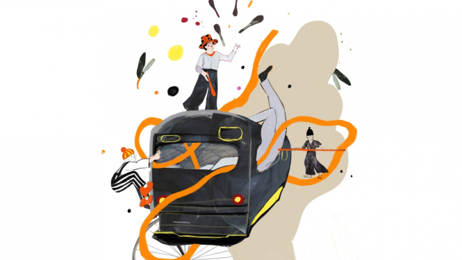 Izrādes "Pasaki man pasaku!" afišas fragments