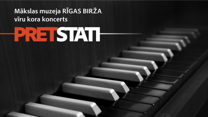 Reklāmas plakāts Mākslas muzeja RĪGAS BIRŽA vīru kora koncertam “Pretstati”. 2021.  Māksliniece: Kristīne Jansone