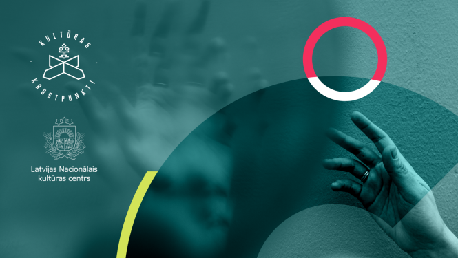 Asociatīvs krāsu laukumu attēls zaļā tonī ar izstieptu plaukstu