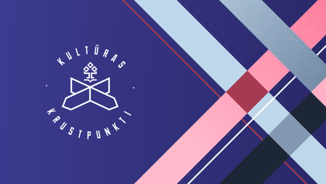 Plakāts ar krāsu svītrām un uzrakstu: Kultūras izturētspēja