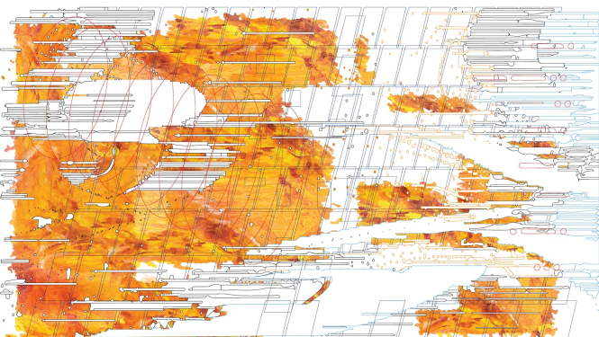 Krāsu laukumi, balts ar oranžu