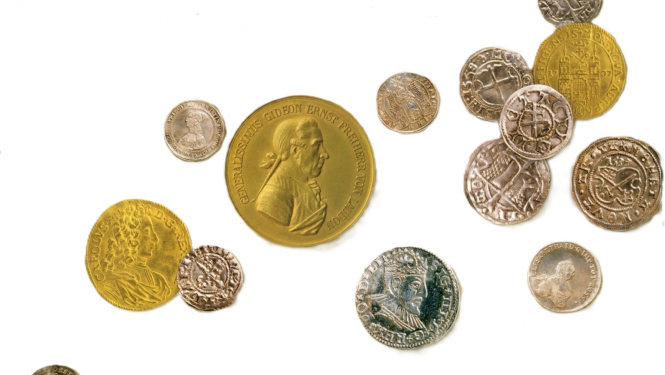 Vācbaltu numismāta, vēsturnieka un arheologa Antona Buhholca (1848–1901) Baltijas monētu un medaļu kolekcijas ilustrācija. Rīgas vēstures un kuģniecības muzeja krājums