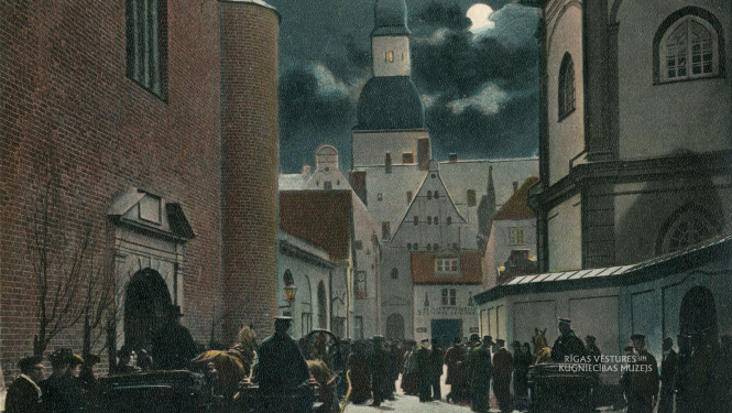 Pastkarte “Sv. Jēkaba baznīcas laukums”. 20. gadsimta sākums. RVKM krājums.