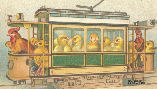 Lieldienu apsveikuma pastkarte. 20. gs. sākums. No Rīgas vēstures un kuģniecības muzeja krājuma.