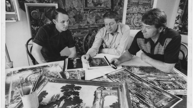 Restauratori darbā. Latvija, 1980.-1984. gads, autors nav zināms. Latvijas Valsts kinofotofonodokumentu arhīvs, LNA_KFFDA_F208_1_28