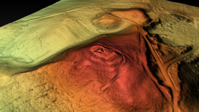 Škūru kalns–pilskalns Rēzeknes novada Vērēmu pagastā, 3D attēls.
