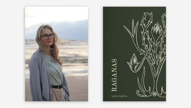 Rakstnieces portrets un grāmatas vāks