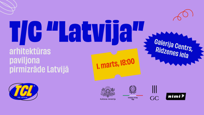 Afiša ar tekstu: t/c "Latvija"