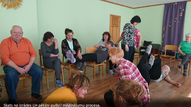 Skats no izrādes Un pēkšņi gulbji! mēģinājumu procesa