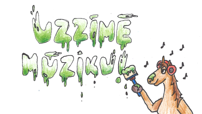 Ilustrācija ar uzrakstu "Uzzīmē mūziku!"
