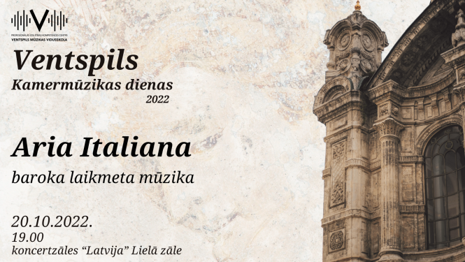 Ventspils Kamermūzikas dienu koncerta "Aria Italiana" plakāts