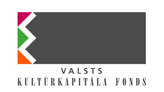 VKKF logo, dekoratīvs attēls ar uzrakstu: Valsts kultūrkapitāla fonds