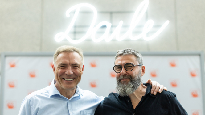 Dailes teātra direktors Juris Žagars un mākslinieciskais direktors Viesturs Kairišs, foto: Jānis Deinats