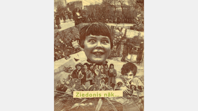 Roberts Aleksandrs Rīdels. Ziedonis nāk! Fotomontāža. Reproducēts: Pasaules Pasts. Nr. 2, 26.04.1931. Attēls: Latvijas Nacionālā bibliotēka