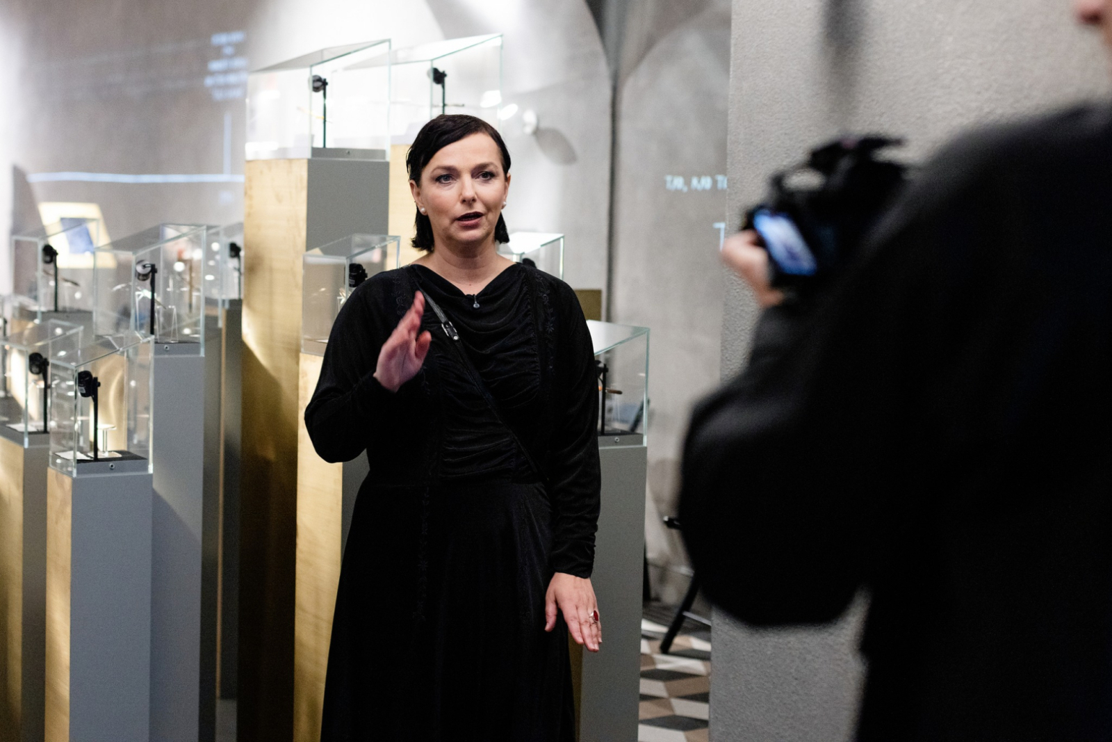 Viesi un muzeja darbinieki Latvijas Nacionālā rakstniecības un mūzikas muzeja atklāšanā