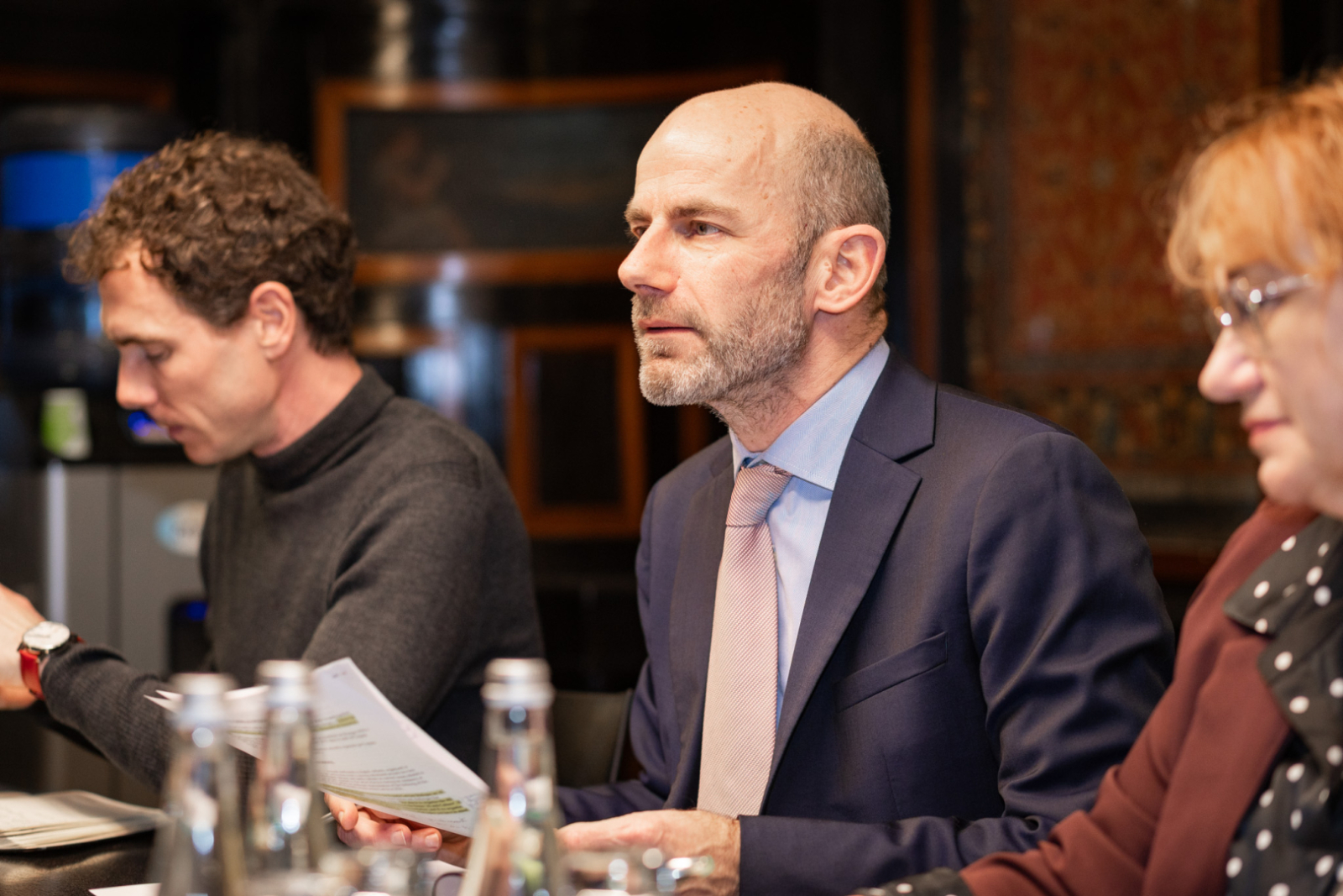 Ministres tikšanās norise ar Francijas institūta Latvijā pārstāvjiem un jauno institūta direktoru Ēriku Sirvēnu (Éric Sirven)