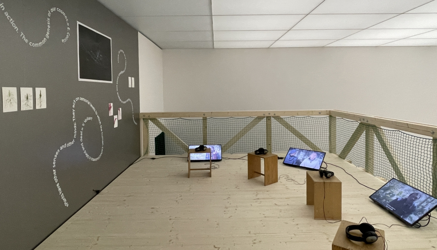 Parliament of Plants II izstāde, 2023. Ivonna Volkarta, Felipa Kastelblanko, Džūlija Menša un Rasa Šmite. “Plants_Intelligence. Learning like a Plant”, Kunstmuseum Liechtenstein. Foto: Rasa Šmite