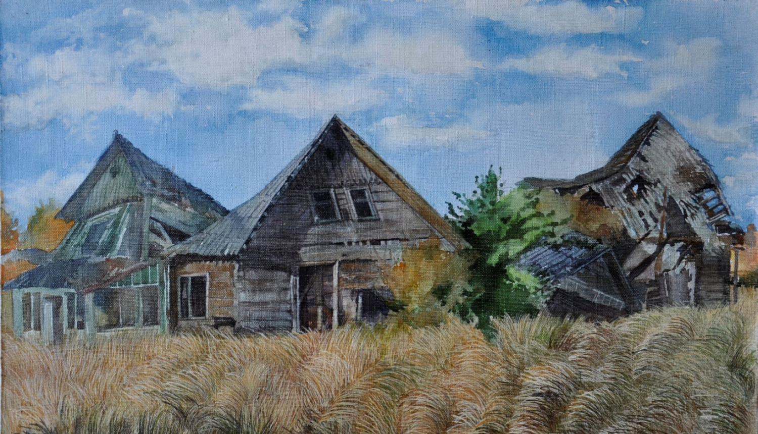 Darbs no izstādes. Anna Pommere. House near Dundaga.