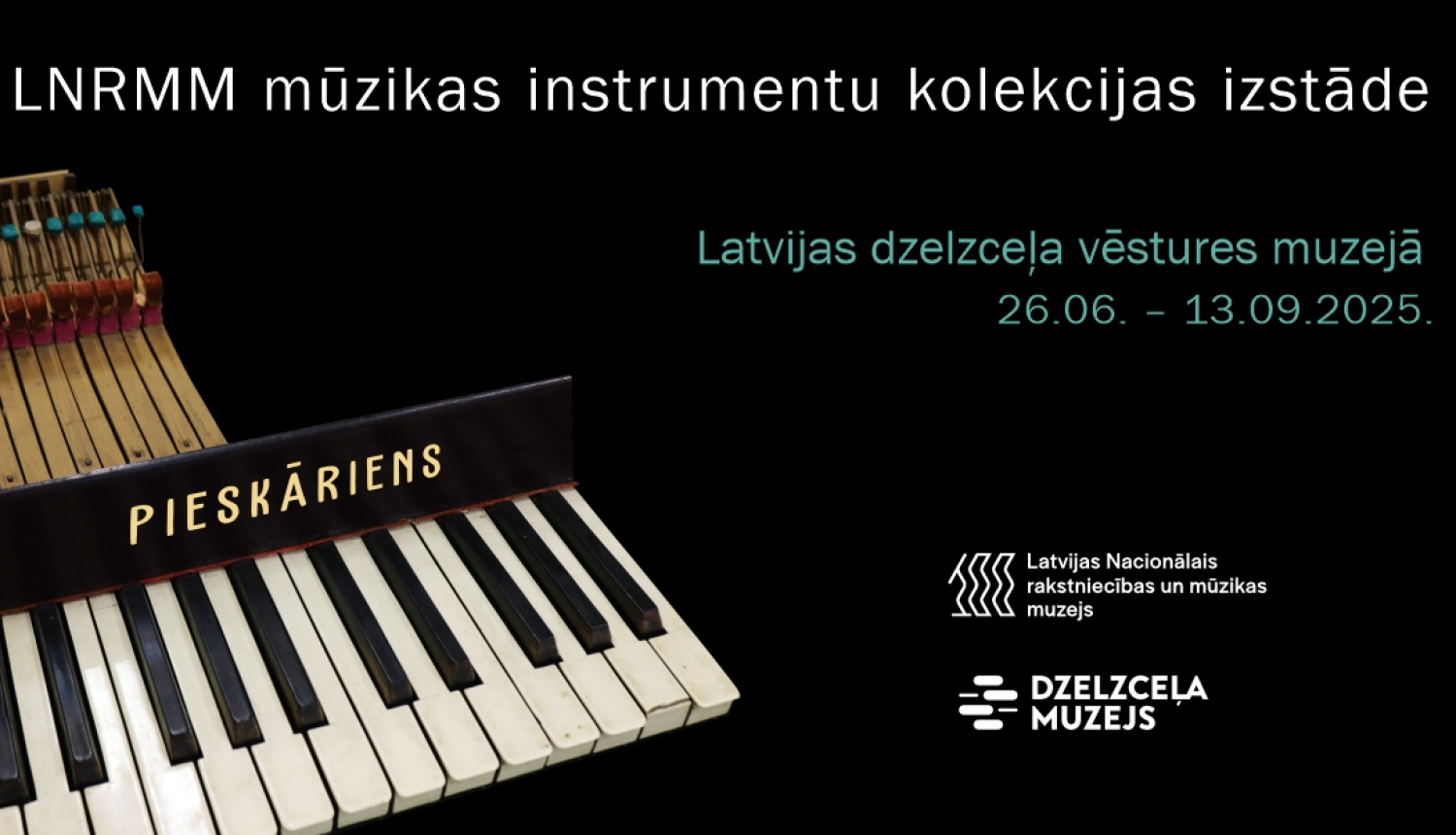 Latvijas Nacionālā rakstniecības un mūzikas muzeja simtgadei veltītās mūzikas instrumentu kolekcijas izstādes “Pieskāriens” publicitātes foto.