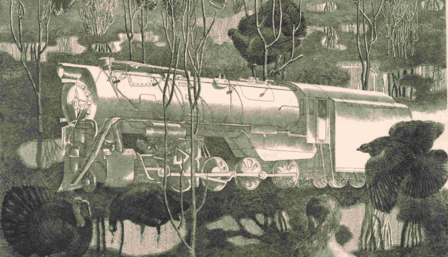 Lolita Zikmane. Pavasaris. Baltā lokomotīve. 1977. Papīrs, oforts. LNMM kolekcija. Publicitātes foto