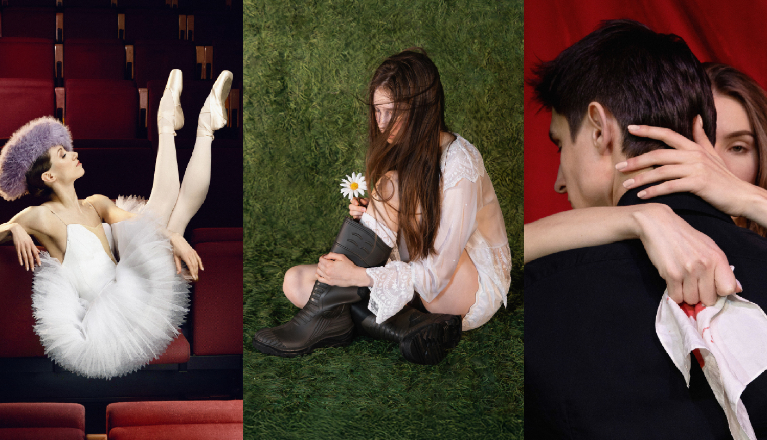 Kolāža ar Latvijas Nacionālās operas un baleta jaunā sezonas iestudējumu foto - baletdejotāji un operdziedātāji