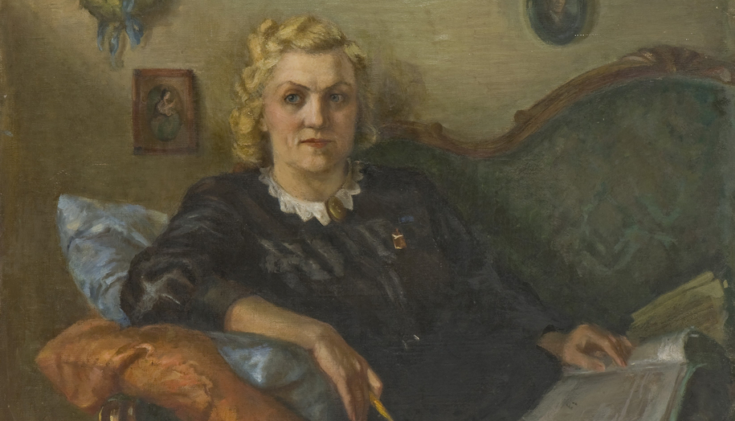 Aleksandra Beļcovas glezna. Aktrises Antas Klints portrets. 20. gs. 50. gadi. Foto reprodukcija