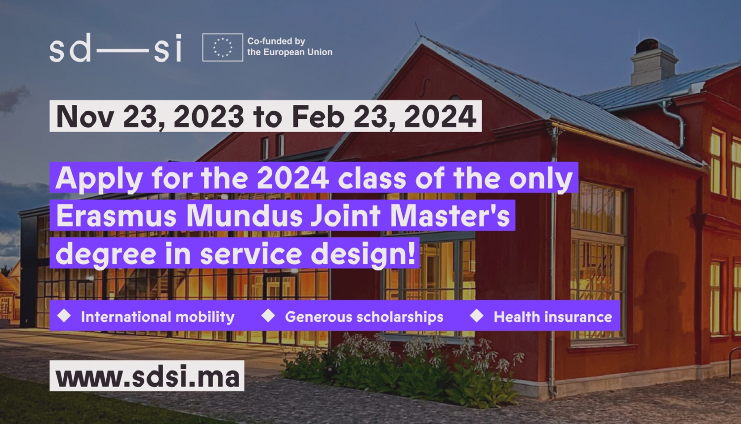 Starptautiskās maģistra līmeņa programmas “Pakalpojumu dizaina stratēģijas un inovācijas” (SDSI) baneris