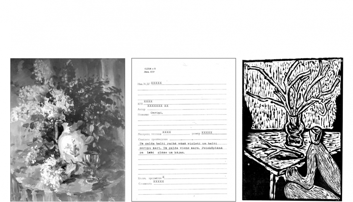 Hanele Zane Putniņa. Eksponāts pēc apraksta 2. 2023. Linogriezums. Autores īpašums. Publicitātes foto