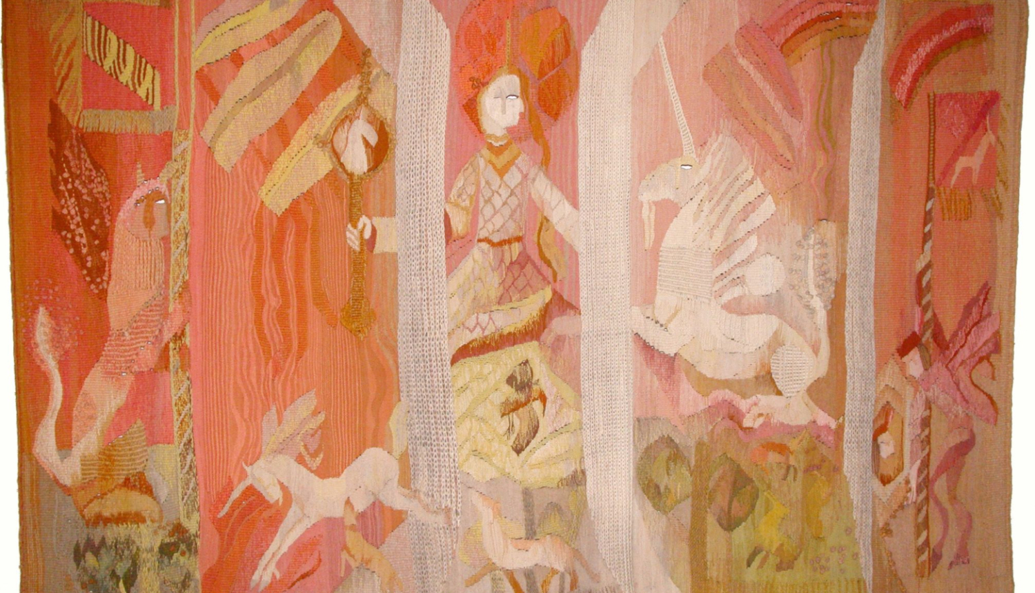 Georga Barkāna darbs "Teiksma" (1974. Vilna, lini, jaukta tehnika. DMDM kolekcija)