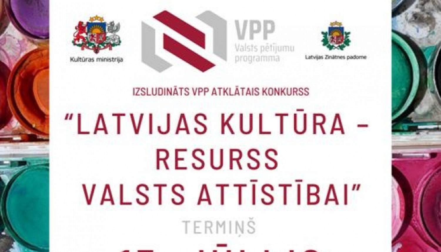 Izsludināts valsts pētījumu programmas “Latvijas kultūra - resurss valsts attīstībai” projektu pieteikumu atklātais konkurss