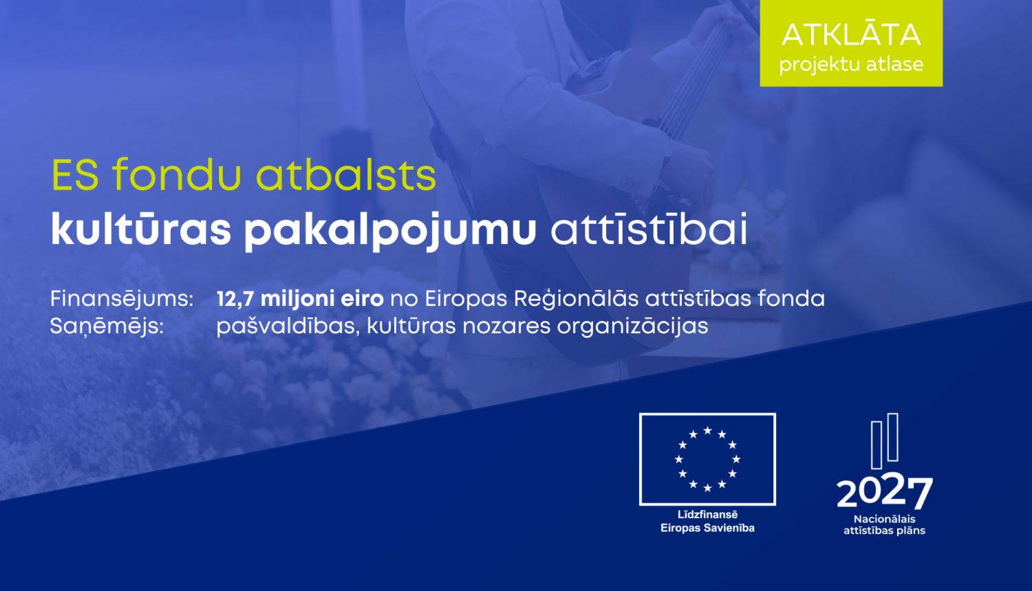 Vizuālis ar tekstu: ES fondu atbalsts kultūras pakalpojumu attīstībai