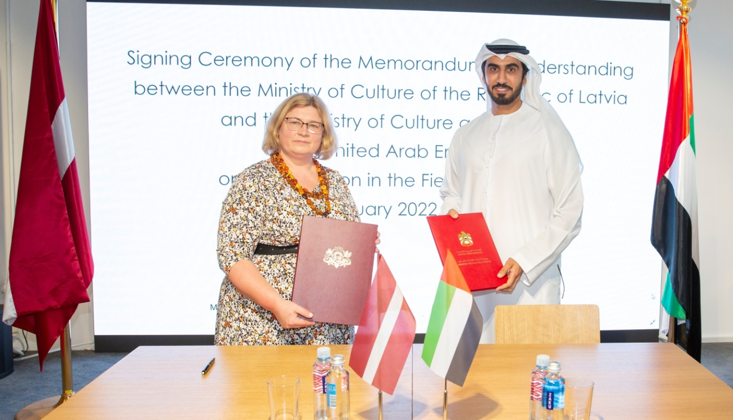 Latvijas Republikas Kultūras ministrija paraksta saprašanās memorandu ar Apvienoto Arābu Emirātu Kultūras un jaunatnes ministriju par sadarbību kultūras jomā