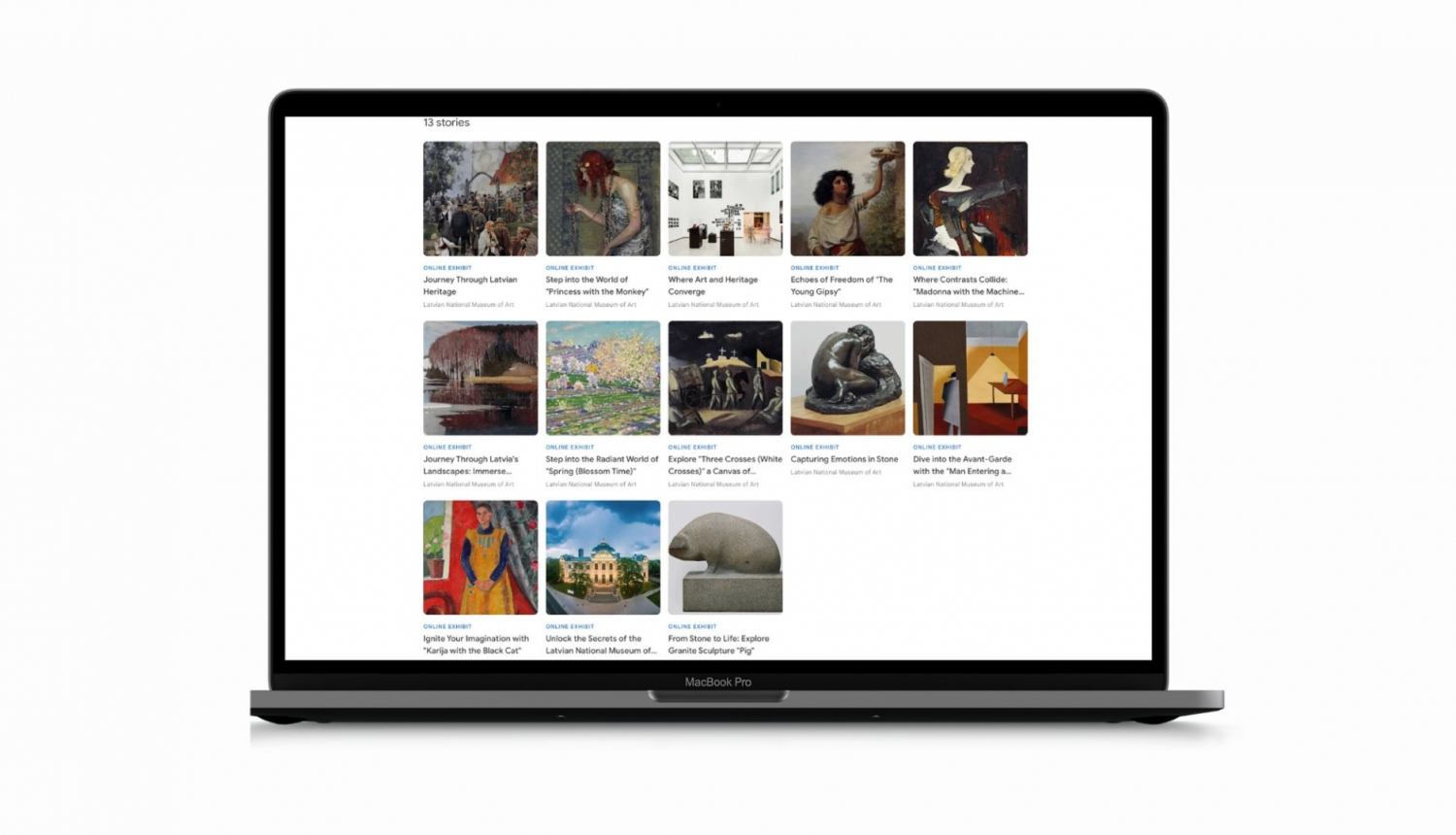Ekrānšāviņš no Latvijas Nacionālā mākslas muzeja profila “Google Arts & Culture” dažādās ierīcēs. 2024. Publicitātes foto