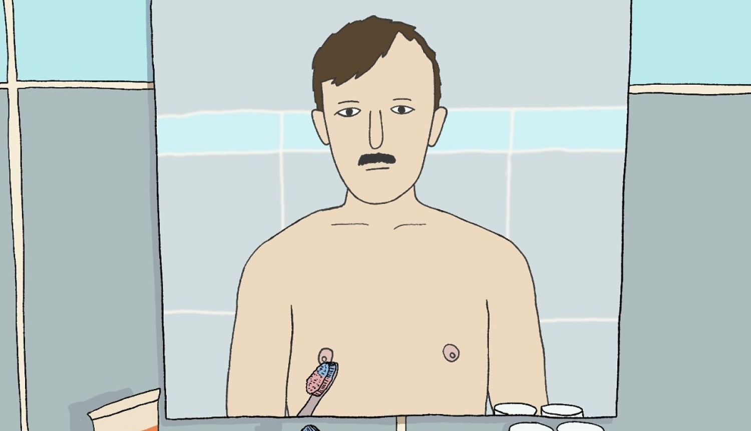 Kadrs no Andreja Brīvuļa animācijas īsfilmas "Tīrība" / "Cleanliness"